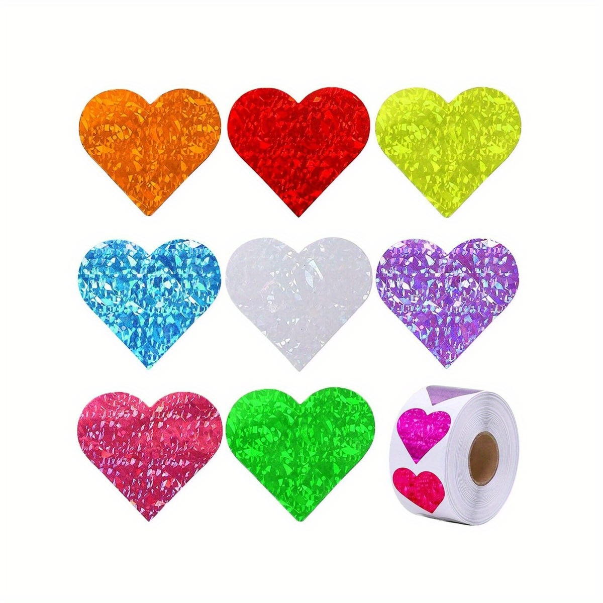 500Pcs Glitter Heart Stickers for Envelopes Valentine'S Day