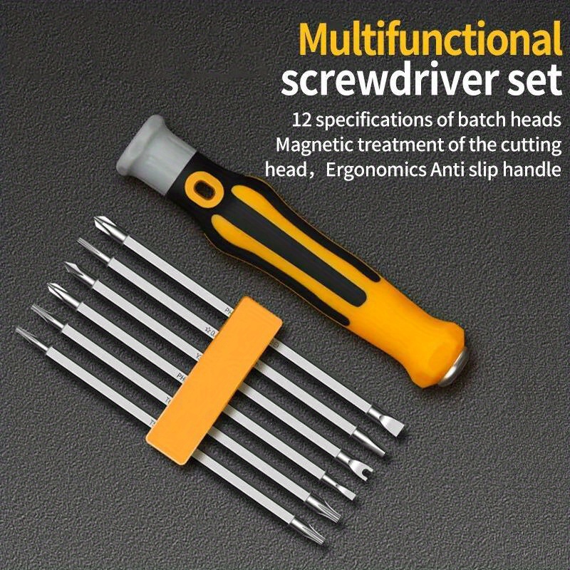 

12 In 1 Magnetic Screwdriver Set Cross Flat Shaped Screwdriver Head Multifunctional Precision Handheld Maintenance Tool