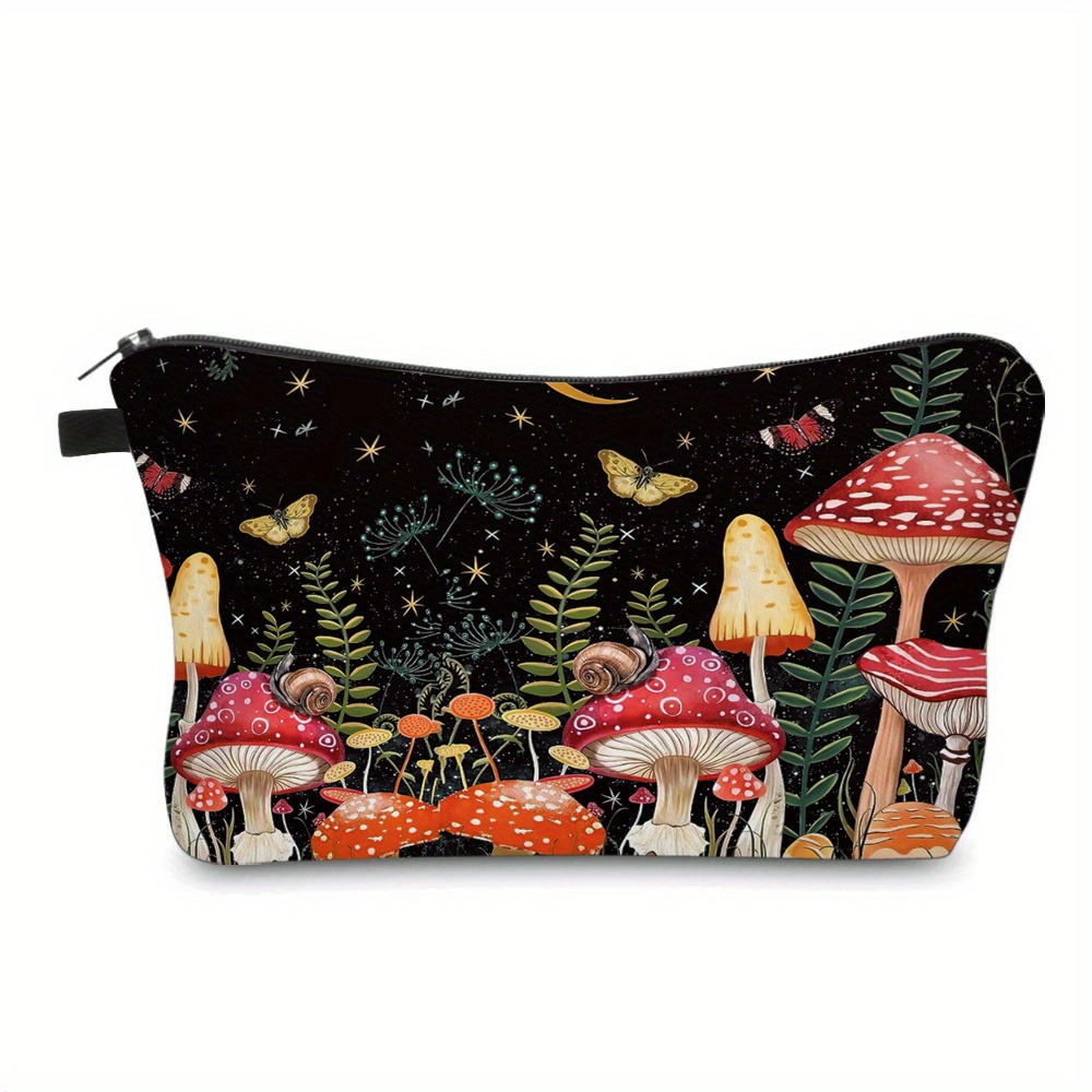

3d Mushroom Pattern Makeup Bag, Cute Style Waterproof Cosmetic Bag, Portable Travel Toiletry Bag Holiday For Women