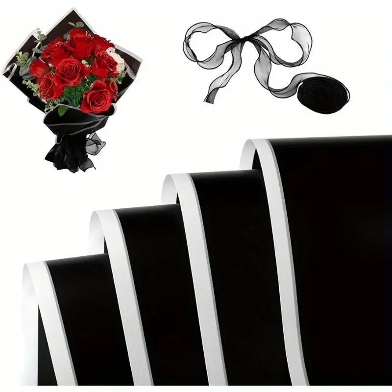 Flower Bouquet Wrapping Paper Elegant Black Florist Bouquet - Temu
