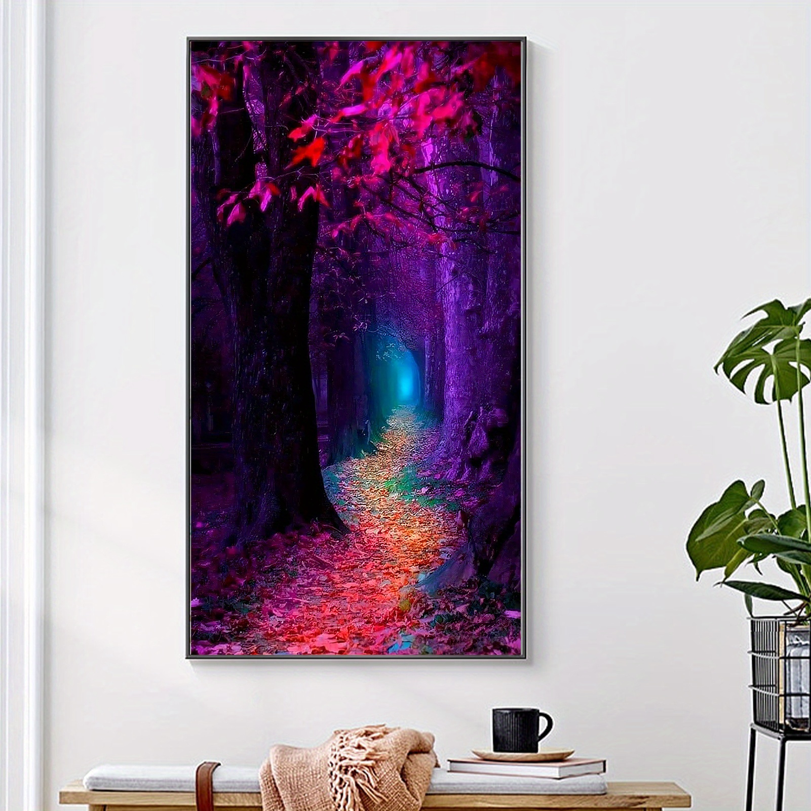 5d Diy Large Diamond Painting Kits For Adult, Forest Fallen Path Round Full Diamond  Diamond Art Kits Picture By Number Kits For Home Wall Decor Gifts Christmas  Day, Halloween Day - Temu