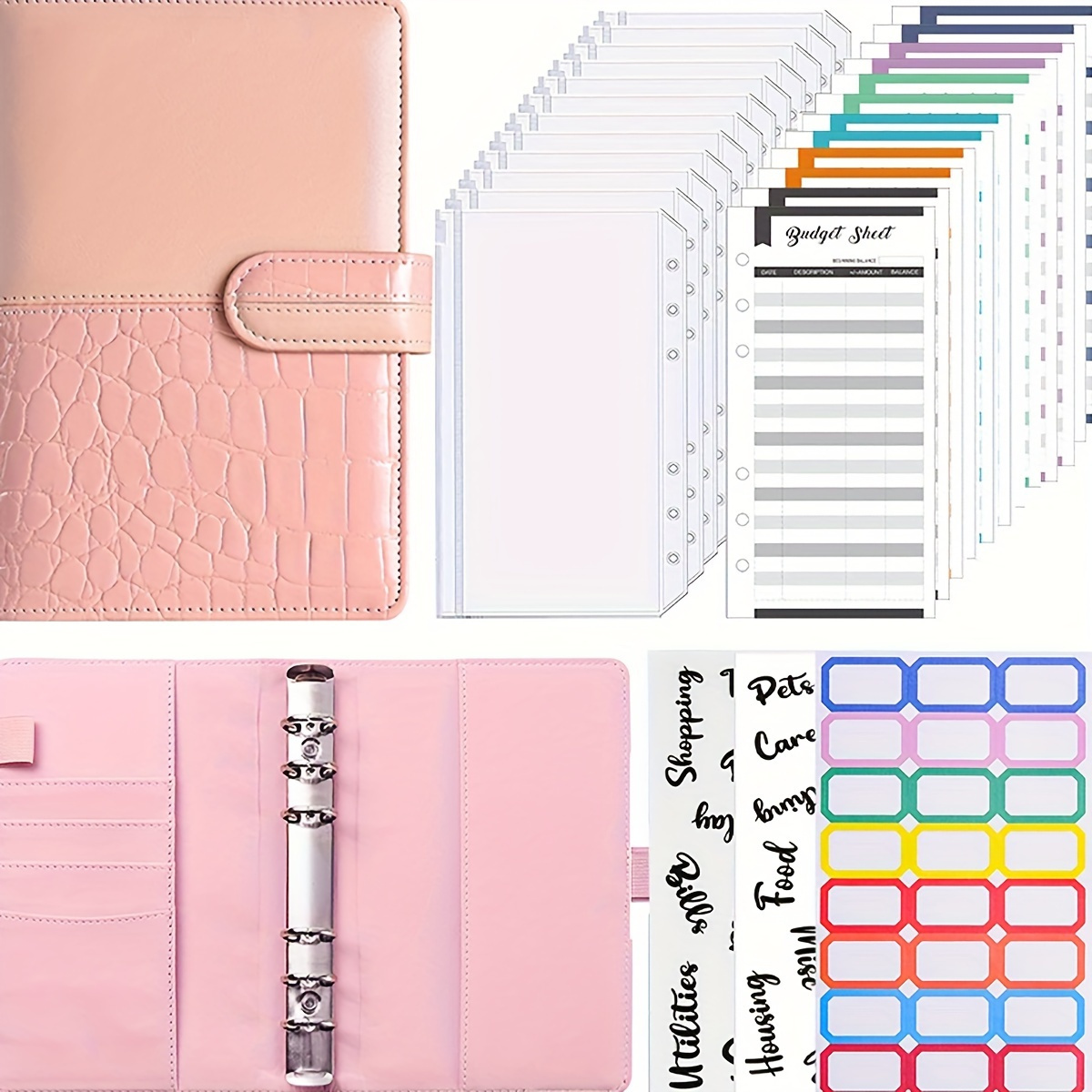 A6 Budget Binder with Zipper Envelopes, Budget Planner Book Money Saving  Organizer, Cash Envelopes for Budgeting Pink