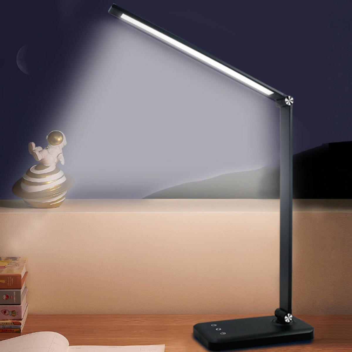 Lampe de bureau led avec port USB - gris