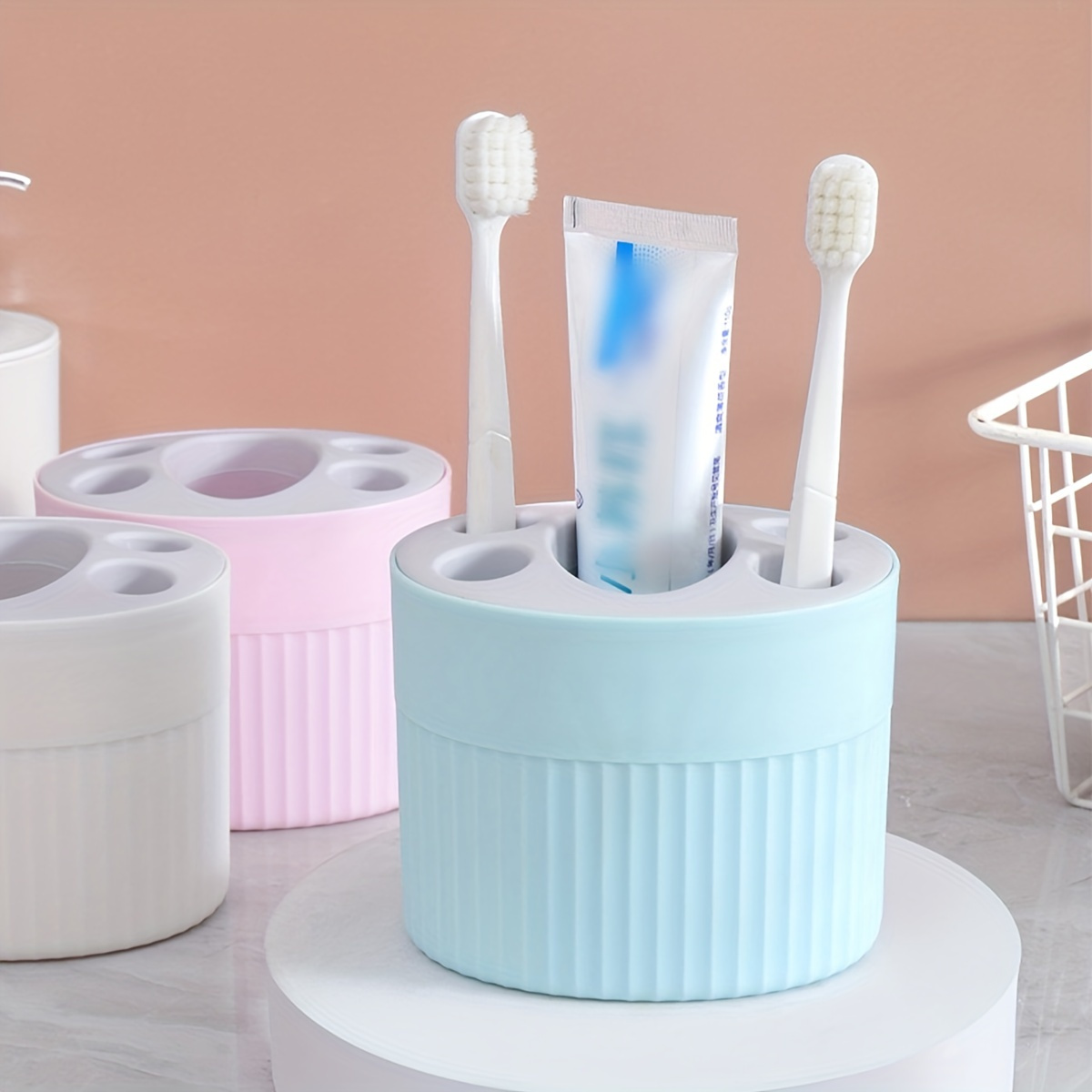 Porta cepillos de dientes eléctricos para baños, soporte de cepillado de  dientes blanco, soporte para pasta de dientes para niños con separadores de