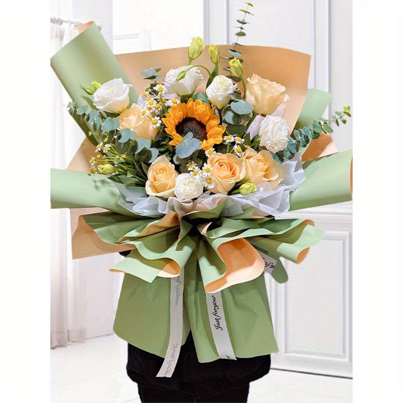 20sheets/Pack 58*58cm Waterproof Korean Wrapping Paper For Flower Basket  And Bouquet, Two-Tone