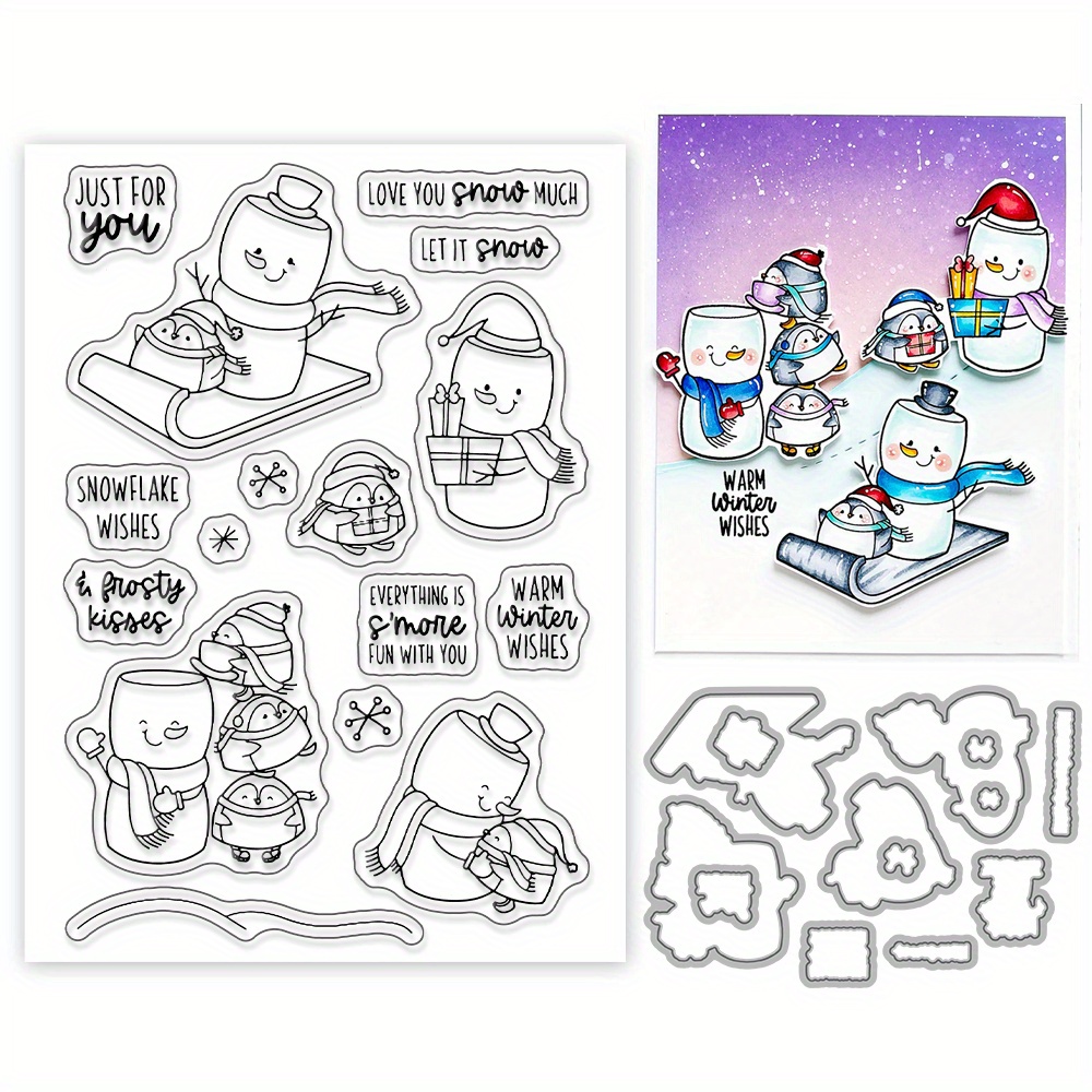 Clear Silicone Stamps Christmas Snowman Snowflake - Temu