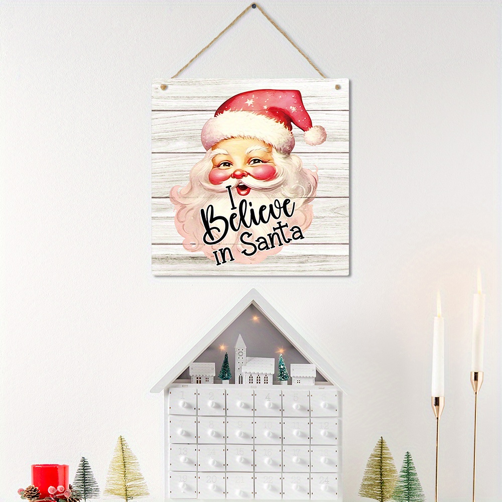 I Believe In Santa Wooden Hanging Sign Wall Art Decoration - Temu