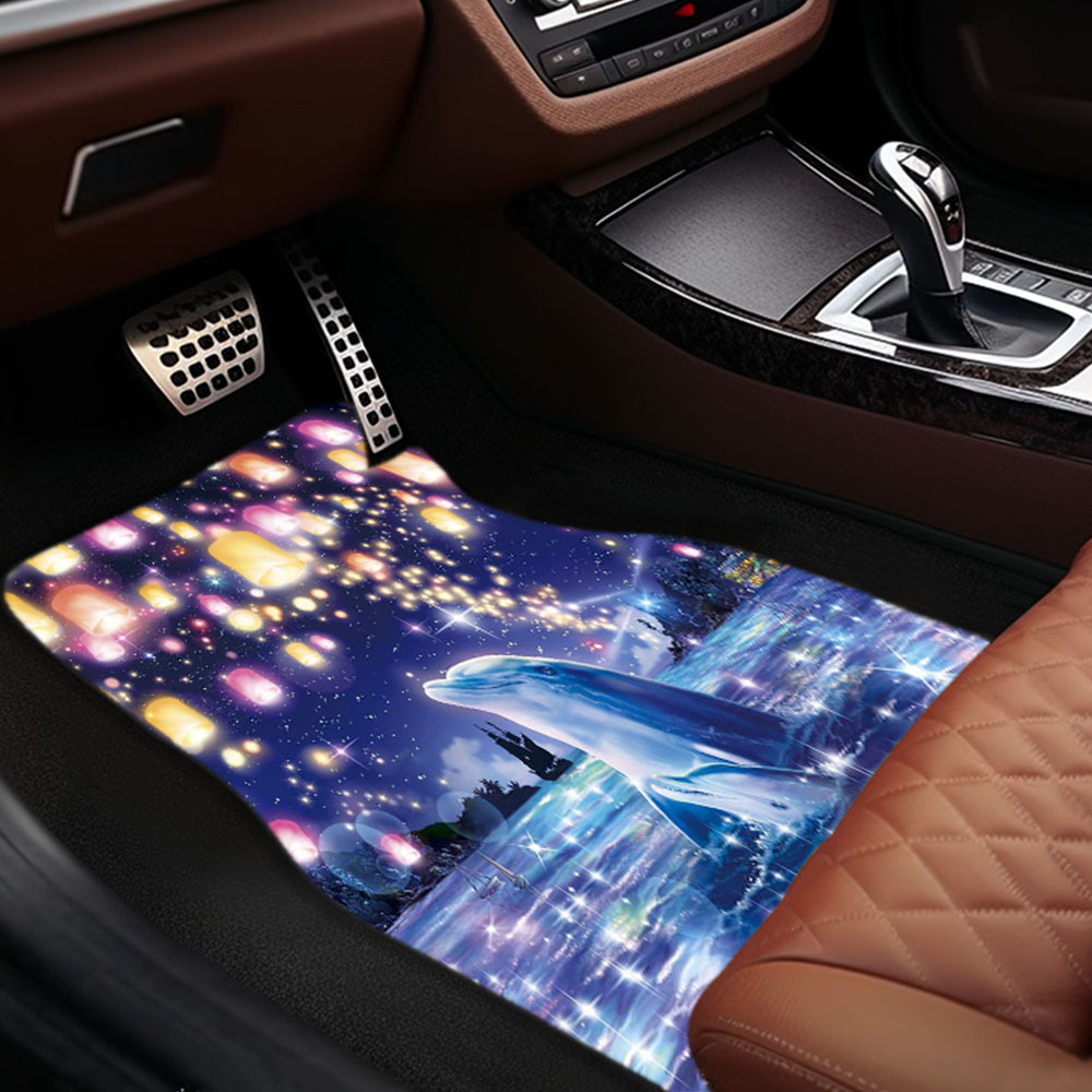 

1pc/2pcs/4pcs Dolphin Printed Car Floor Mats, Universal Dirty Resistant, Thickened, Anti-slip Car Floor Protection Mats, Machine Washable