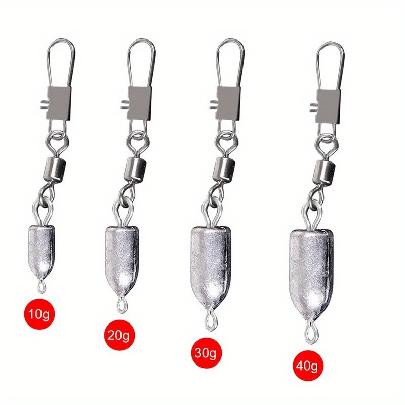 4/8pcs 0.35-2.12oz Fishing Lead Sinker With Snap Swivel, Bullet-shaped  Fishing Weights, Outdoor Fishing Tackle