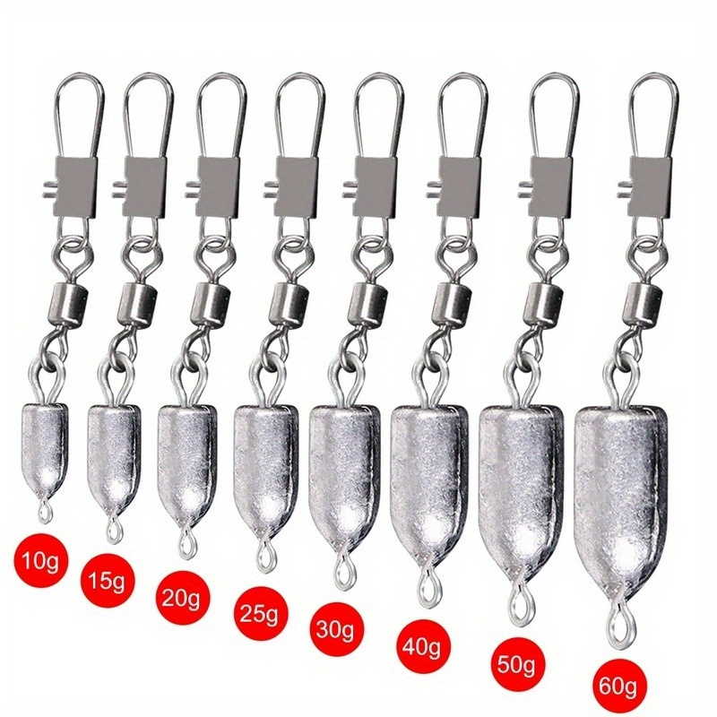 4/8pcs 0.35-2.12oz Fishing Lead Sinker With Snap Swivel, Bullet-shaped  Fishing Weights, Outdoor Fishing Tackle