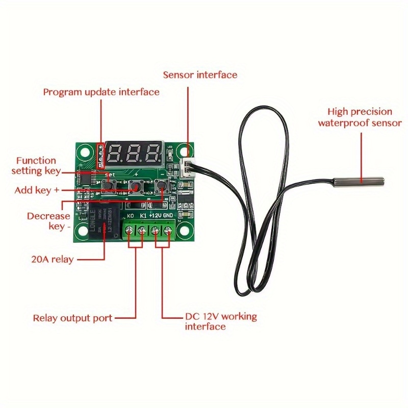 12v W1209 Case Digital Temperature Controller Board Micro - Temu