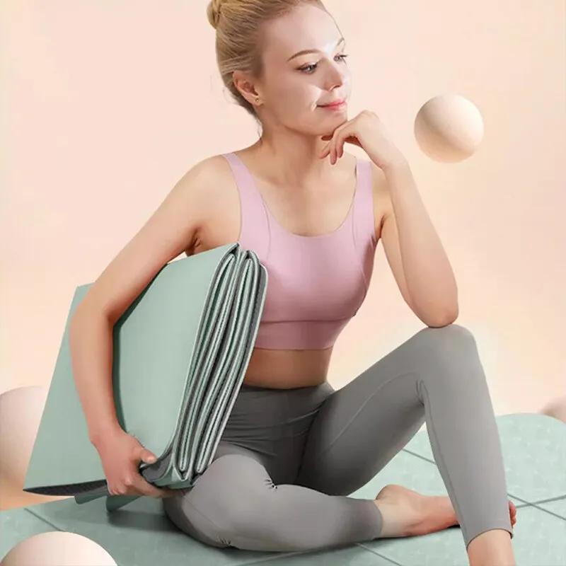Double Sided TPE Foldable Yoga Mat for Fitness Pilates Workout