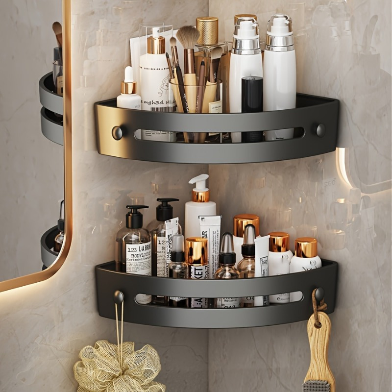 Corner Shelf Wall Mounted Bathroom Shelf Brushed Gold Acrylic Bath