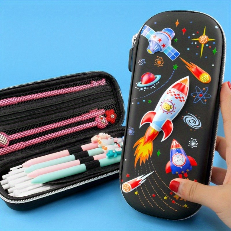 Large Kawaii Pencil Case With 3d Stickers And 5pcs Pens Cute