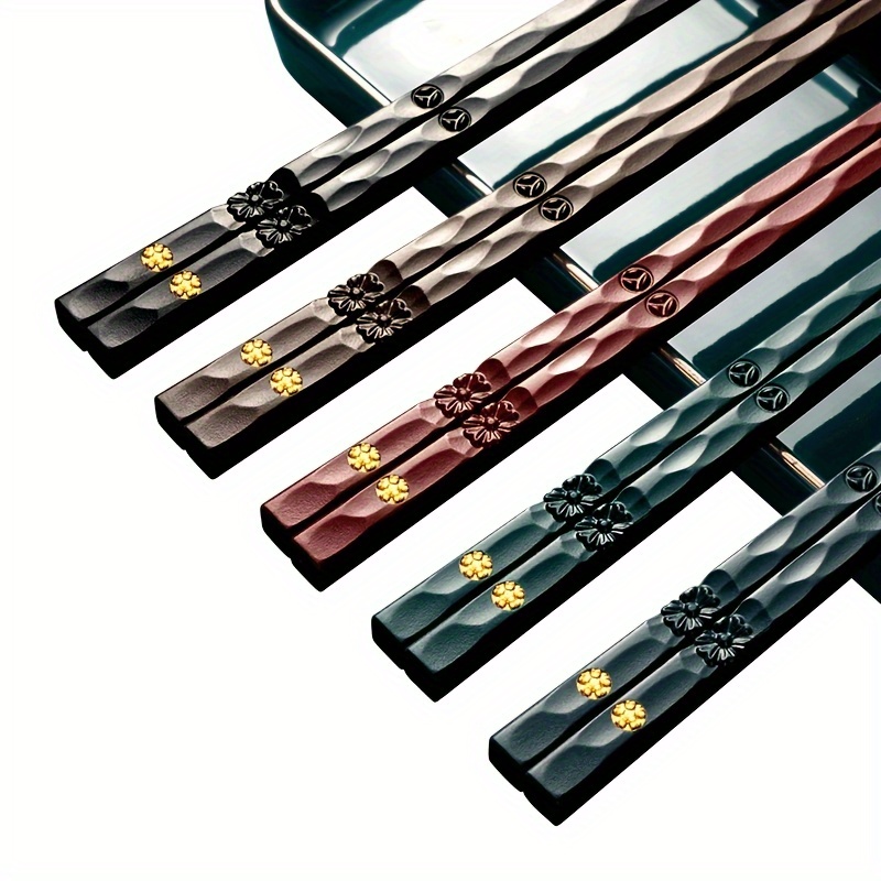 

5 Pairs New Japanese Fiberglass Chopsticks, Reusable Chop Sticks, Dishwasher Safe, Non-slip, 9.57 Inches - Gift Set For Commercial