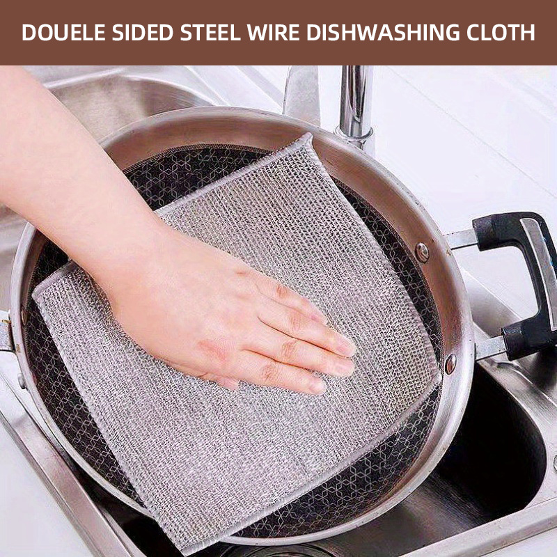 Metal Wire Mesh Cleaning Cloth Household Cleaning Tools Universal Tea Stain  Rag Dishwashing Scouring Pad Kitchen Towel - AliExpress