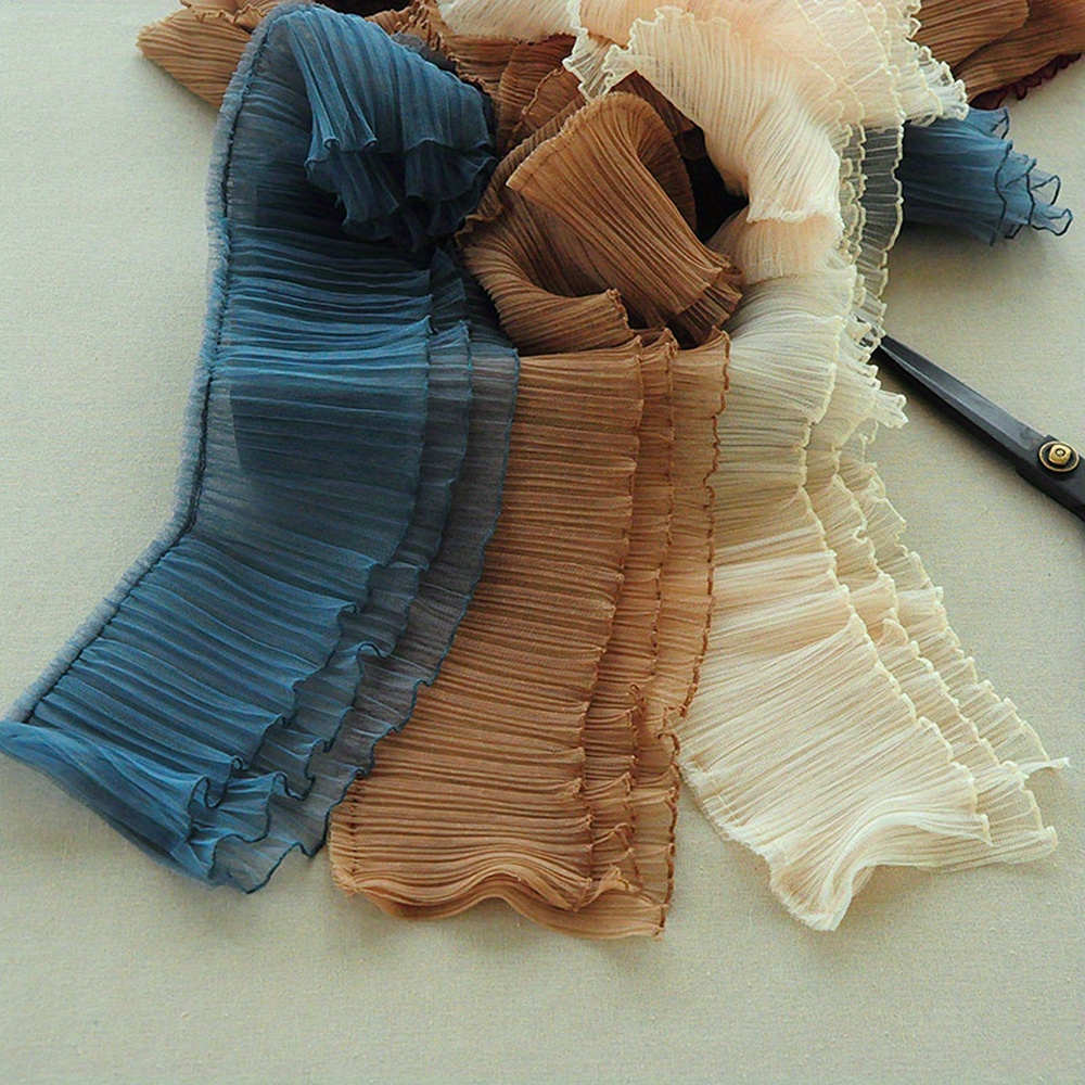 1Yard 3 Layers Ruffle Lace Trim Pleated Ribbon Dolls Clothes Dress