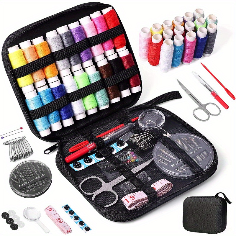 

Sewing Kit With Case Portable Sewing Supplies For Home Traveler, Adults, Beginner, Emergency, Contains Thread, Scissors, Needles, Measure Etc