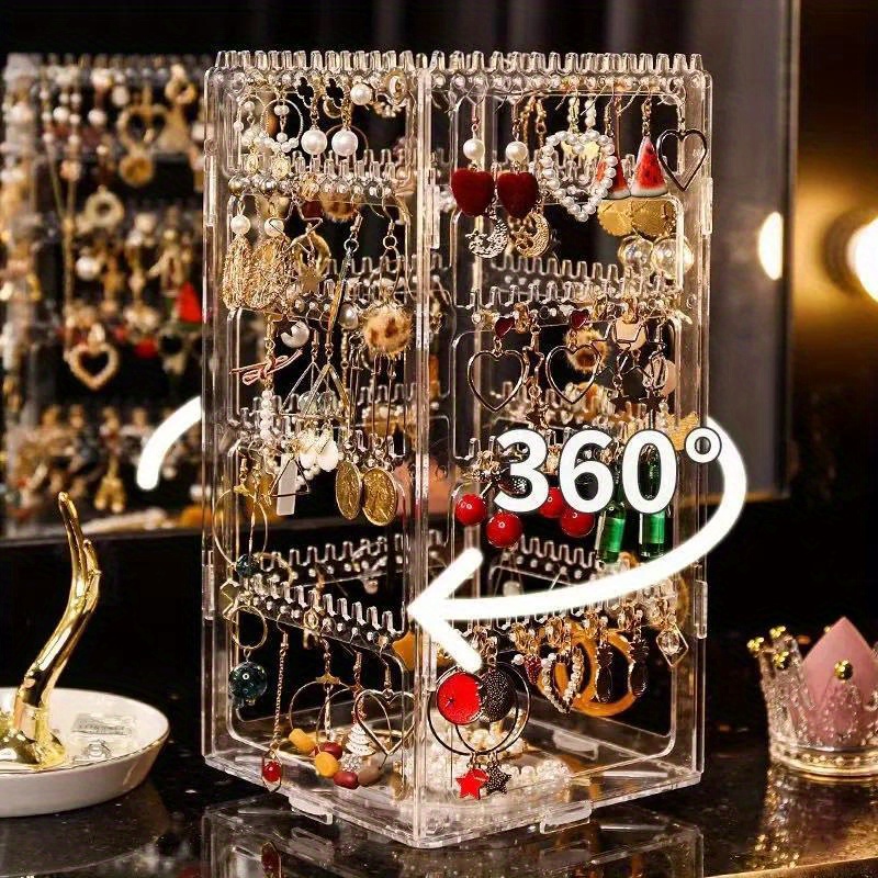 1pc Rotating Jewelry Display Rack, Earring Storage Holder, Ear Clip Ear  Stud Earring Holder, Dustproof Portable Jewelry Box, Household  Multifunctional