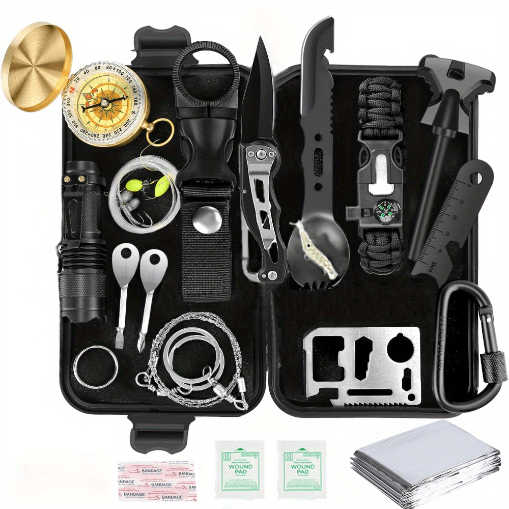 Brand: JTJAOUEN Gifts for Fathers Day Survival Gear and Equipment,31 Pieces  in 1 Bag Emergency Supplies Survival Kit for Men,Fishing Accessories