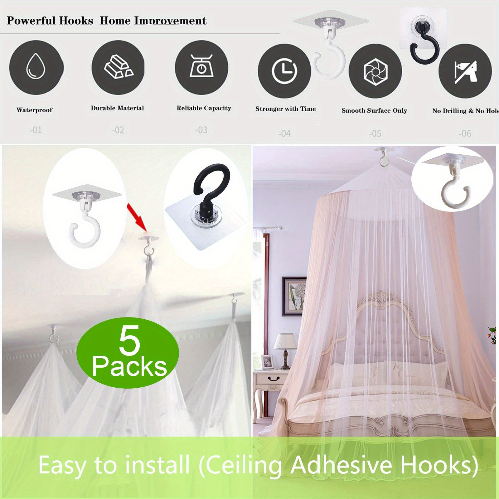 Adhesive Ceiling Hooks Hanging Solution Rotatable Ceiling - Temu