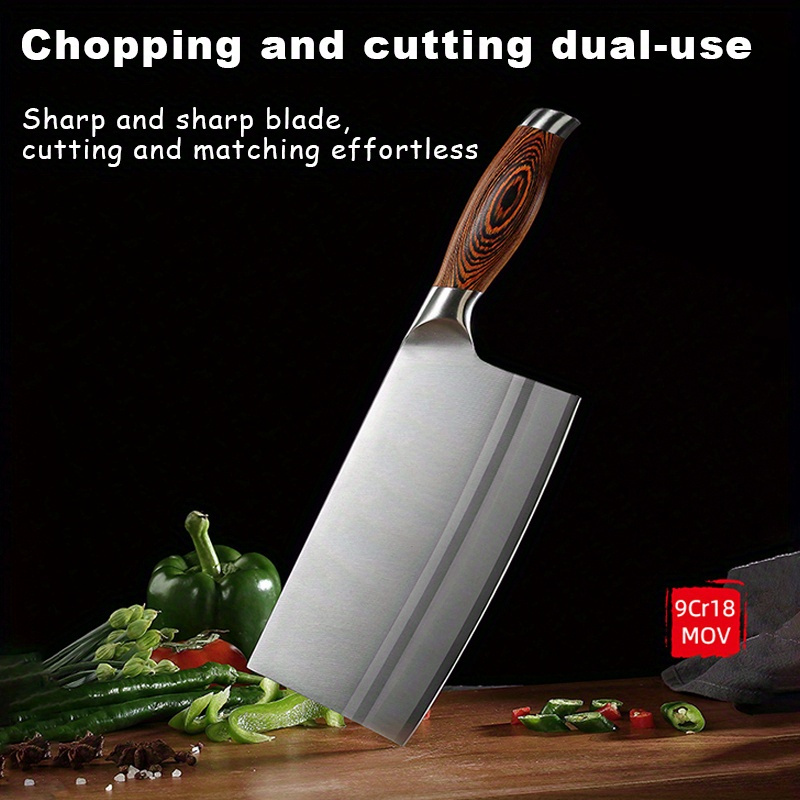 SHUOJI Butcher Knife Stainless Steel Bone Chopping Knife Meat Vegetables  Slicing Cleaver High Hardness Kitchen Chef Cutter Tools