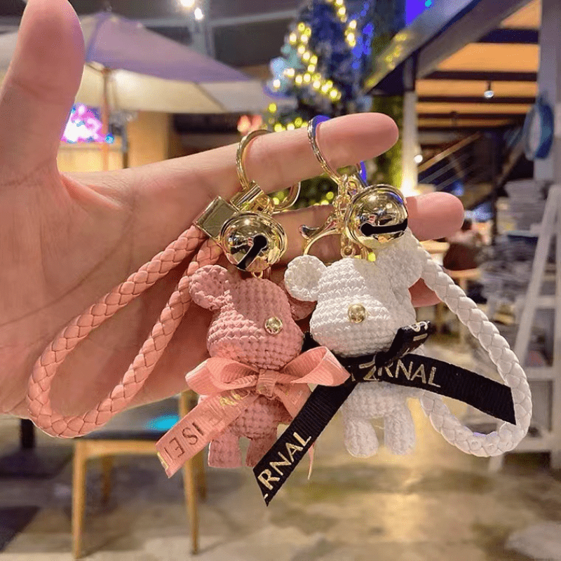 

Cute Bear Doll Bracelet Wristlet Keychain Cartoon Resin Animal Bag Charm Phone Lanyard Earbud Case Cover Accessories Women Daily Use Gift