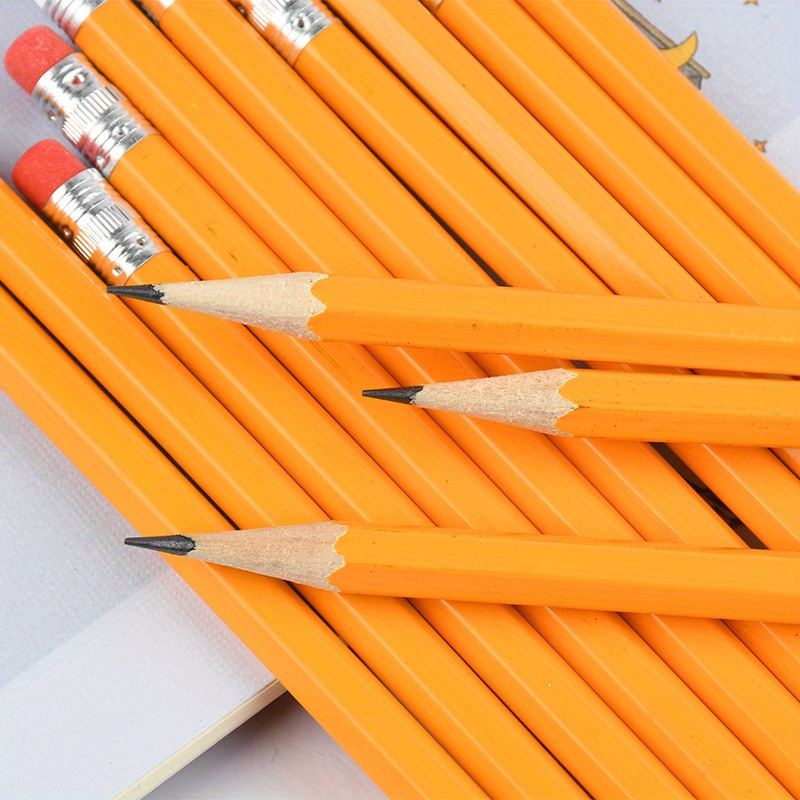 Crayon En Bois Jaune Orange Avec Gomme En Caoutchouc