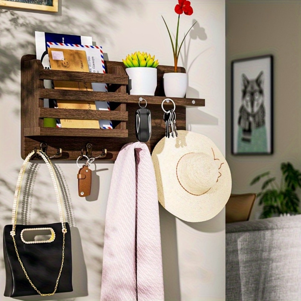 1pc,Wall Mounted Key Holder,Wooden Wall Frame for Wall Decorative- Mail  Organizer and Key Rack with Tray for Key Cabinet, Key Rack, Key Rack, Diary  Ra