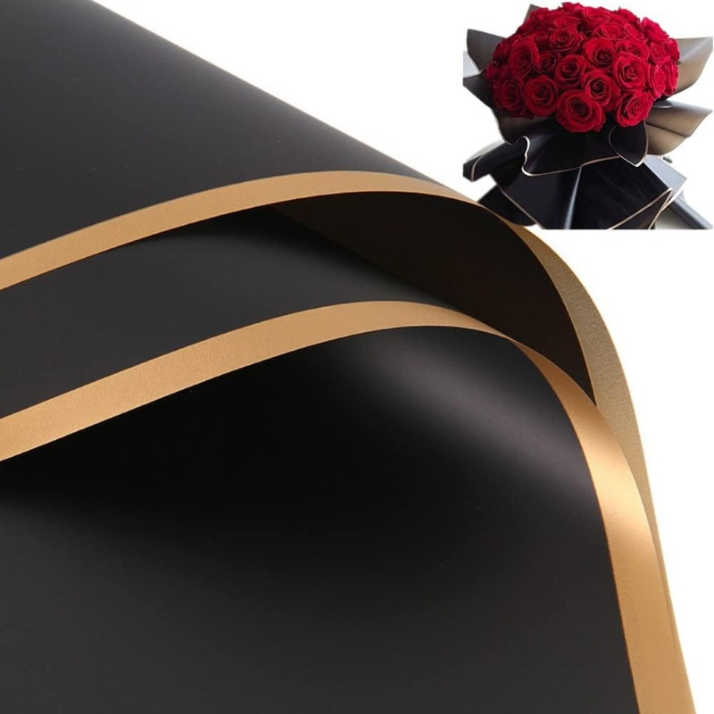 20 Sheets black and white border Flower Wrapping Paper Florist Bouquet  Supplies Waterproof Thicken Floral Wrapping Paper Gift or Gift Box  Packaging