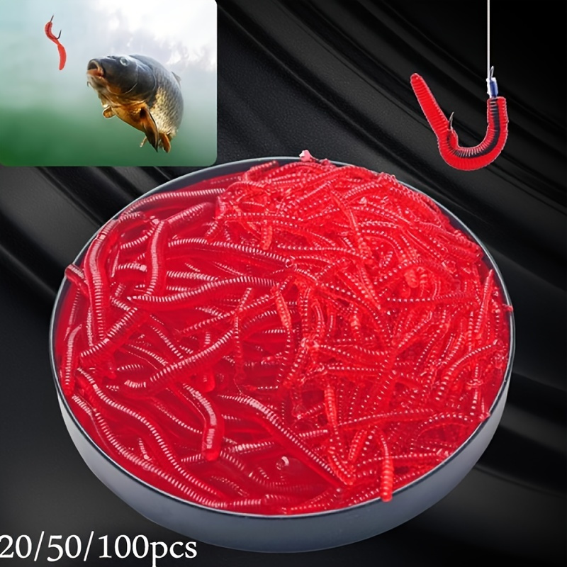 100pcs/kit 2cm Maggot Grub Soft Fishing Lure Glow Worm Bait Artificial  Earthworm