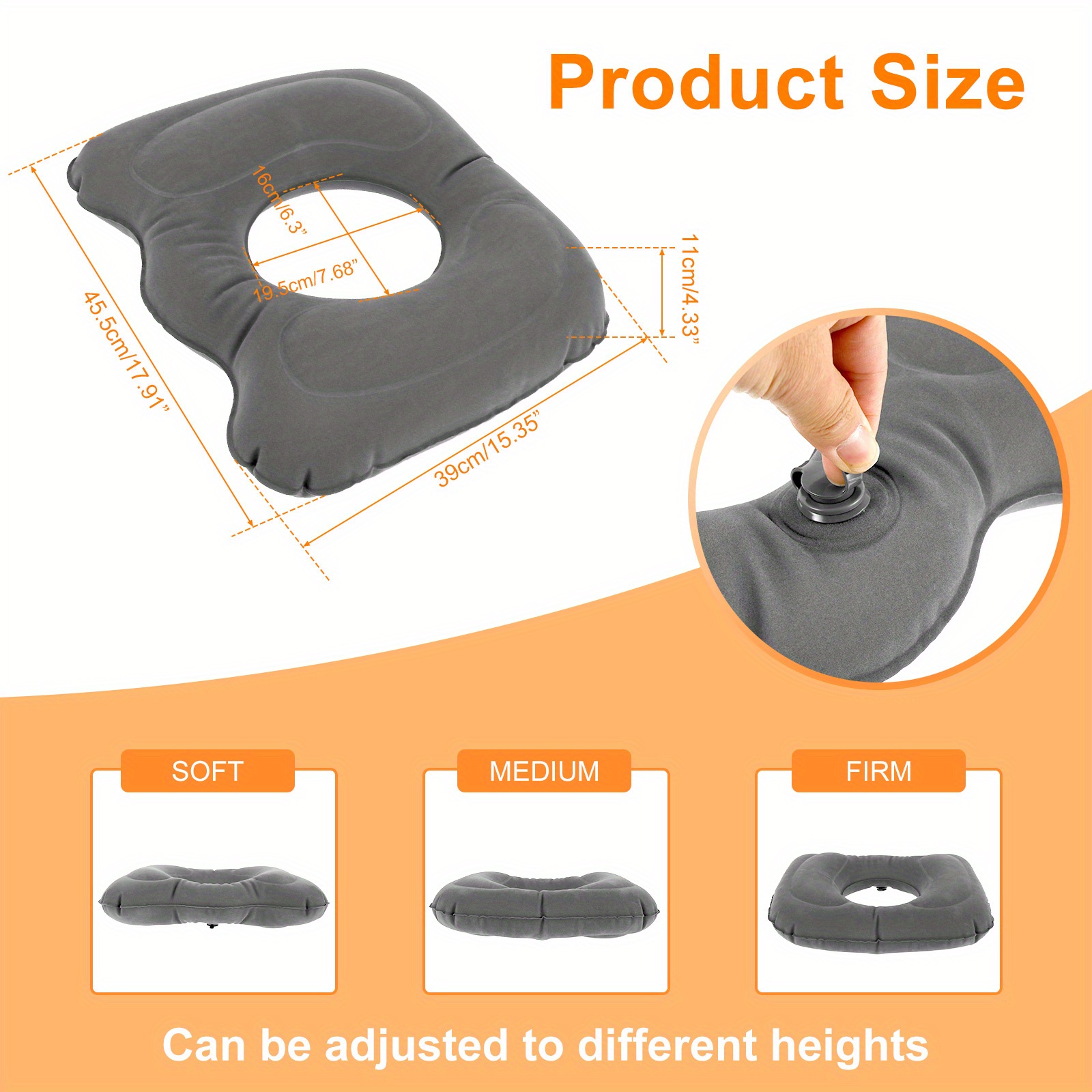 1pc Donut Tailbone Pillow, Slow Rebound Memory Foam Hollow Seat Cushion  With Pump, Summer Breathable Pillow Cushion For Relief Hemorrhoids Tailbone  Pa