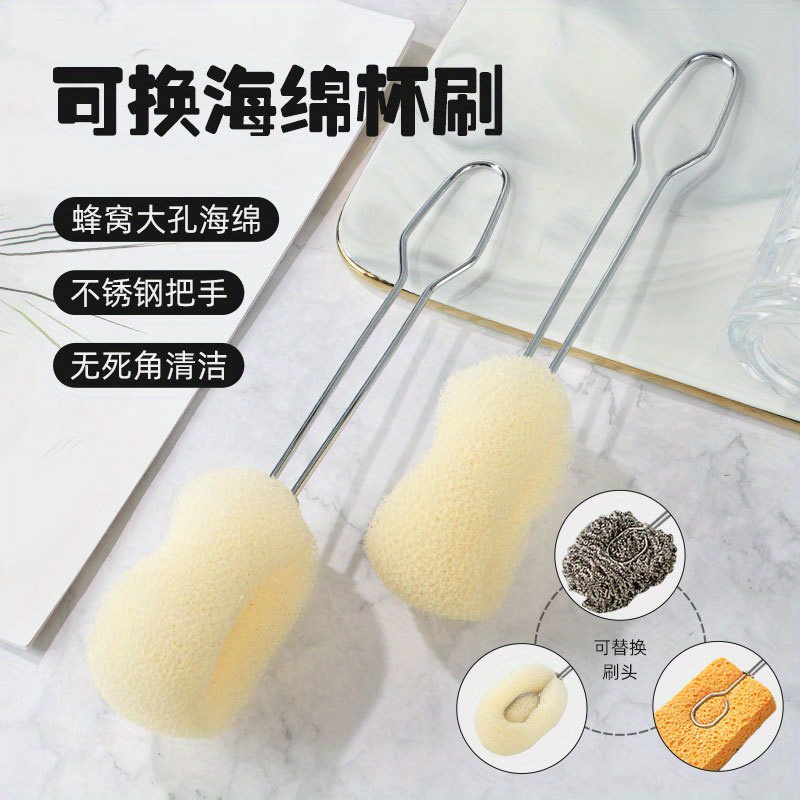 3PCS Dishwashing Foam Sponge Brush with Adjustable Long Handle Bottle  Scrubber Cleaning Brushes Cleaner Soft for Baby Bottle Kitchen Clean  Glasses