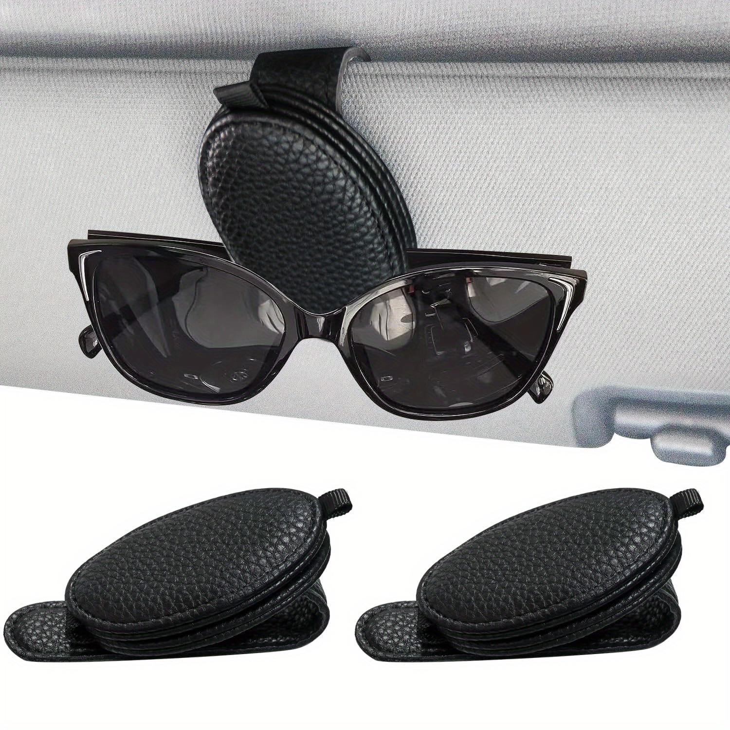 Sunglasses Holders Car Sun Visor Magnetic Pu Leather Glasses - Temu