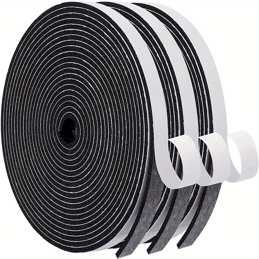 

3 Rolls Door Weather Stripping, 1/2 Inch X 1/8 Inch Window Door Seal Strip Soundproof, Total Length 50 Feet (16.5ft X 3 Rolls)