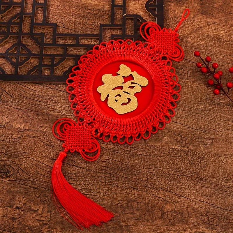 Décorations du Nouvel an Chinois, nœud de Chance de Lanterne d'ornement  Traditionnel Chinois avec des Personnages de Fu pour Les décorations de  fête de Printemps d'arbre(Noeud Porte-Bonheur) 