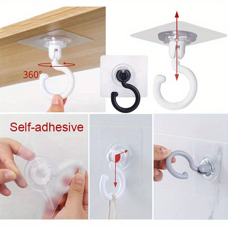 Self Adhesive Strong Sticky Removable Wall Door Hooks White Plastic  Christmas