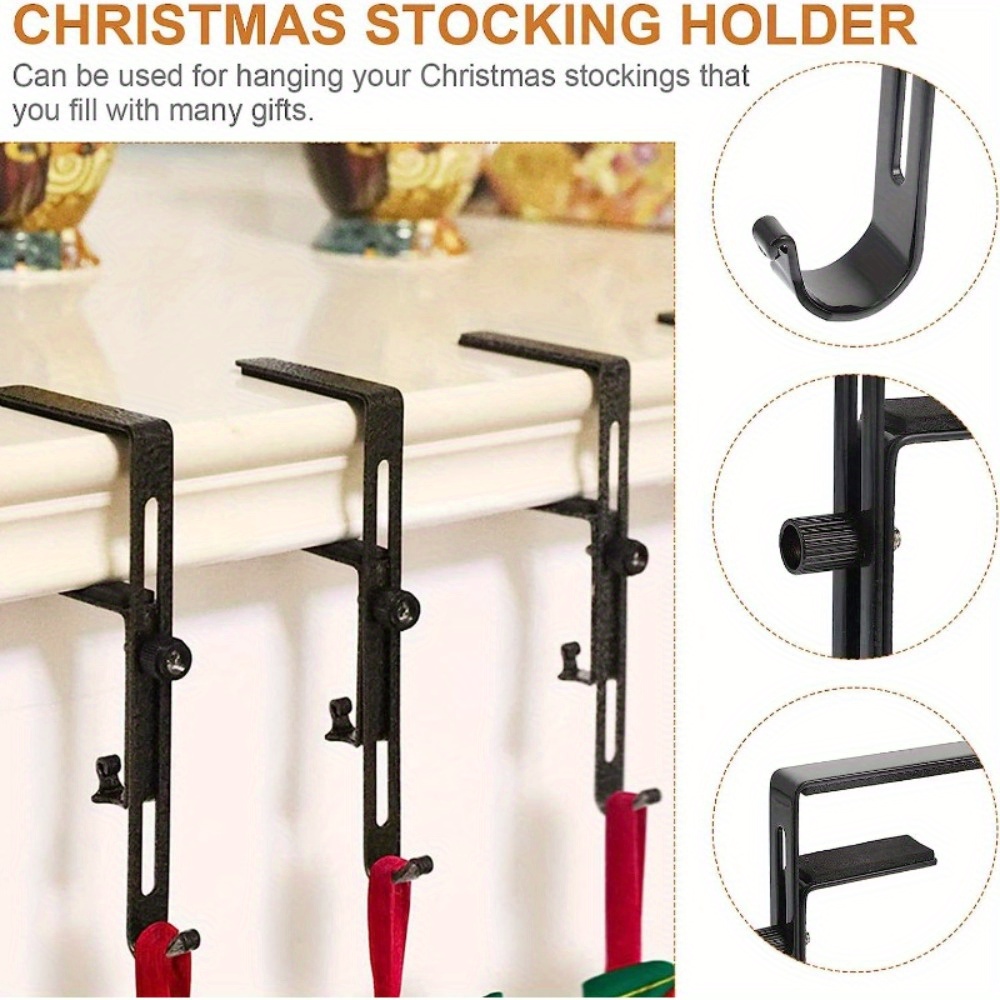 4pcs Christmas Stocking Holders Metal Stocking Hangers Non Slip