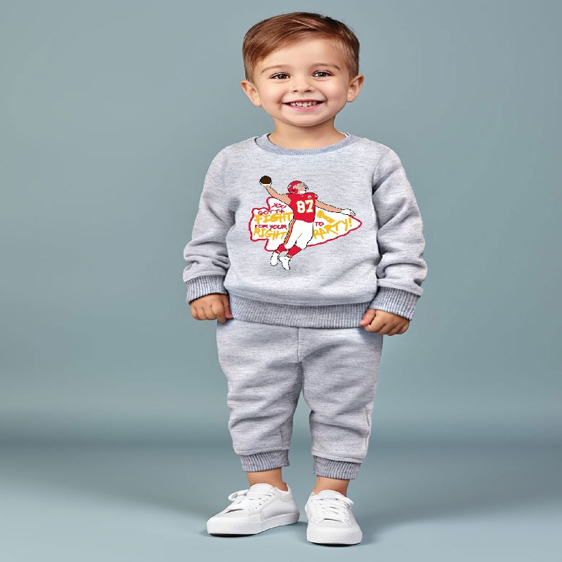 

2pcs Boys Casual Cool American Football Player Print Creative Long Sleeve Sweatshirt&sweatpants Sets, Kids Spring Fall Winter Clothes