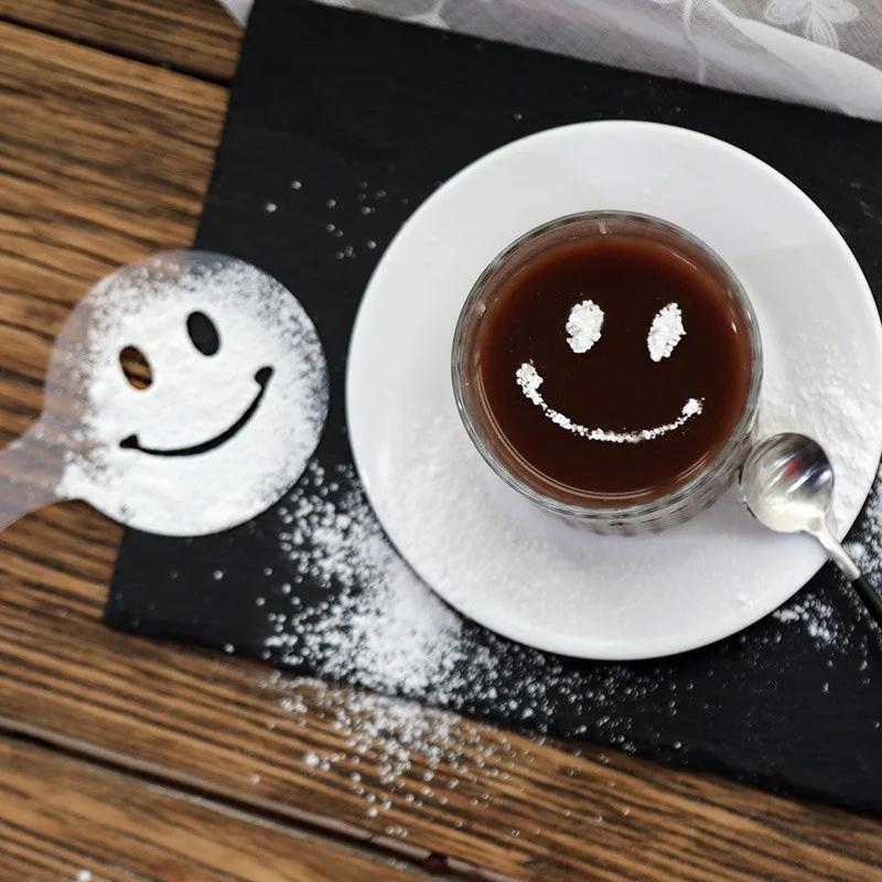 19pcs coffee stencils   printing mold foam spray cake stencils coffee drawing cappuccino mold powdered sieve tools for home coffee shop bakery kitchen supplies details 1