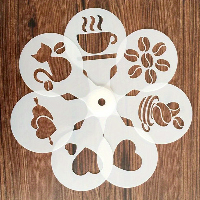 19pcs coffee stencils   printing mold foam spray cake stencils coffee drawing cappuccino mold powdered sieve tools for home coffee shop bakery kitchen supplies details 5