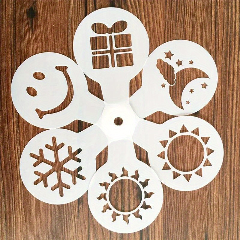 19pcs coffee stencils   printing mold foam spray cake stencils coffee drawing cappuccino mold powdered sieve tools for home coffee shop bakery kitchen supplies details 7