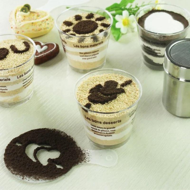 19pcs coffee stencils   printing mold foam spray cake stencils coffee drawing cappuccino mold powdered sieve tools for home coffee shop bakery kitchen supplies details 9