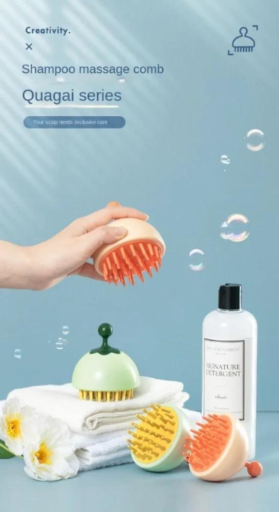 Silikon Kopfhautmassage-Bürste Mit Griff | Shampoo-Bürste Für Haarwuchs & Durchblutung | Farbe: Rosarot