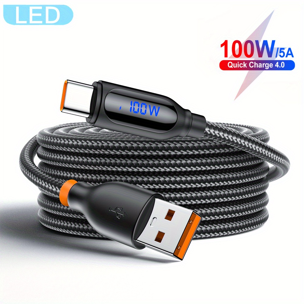 SOOPII 100W Zinc Alloy Braided Right Angle USB C to USB C Cable with LED  Display