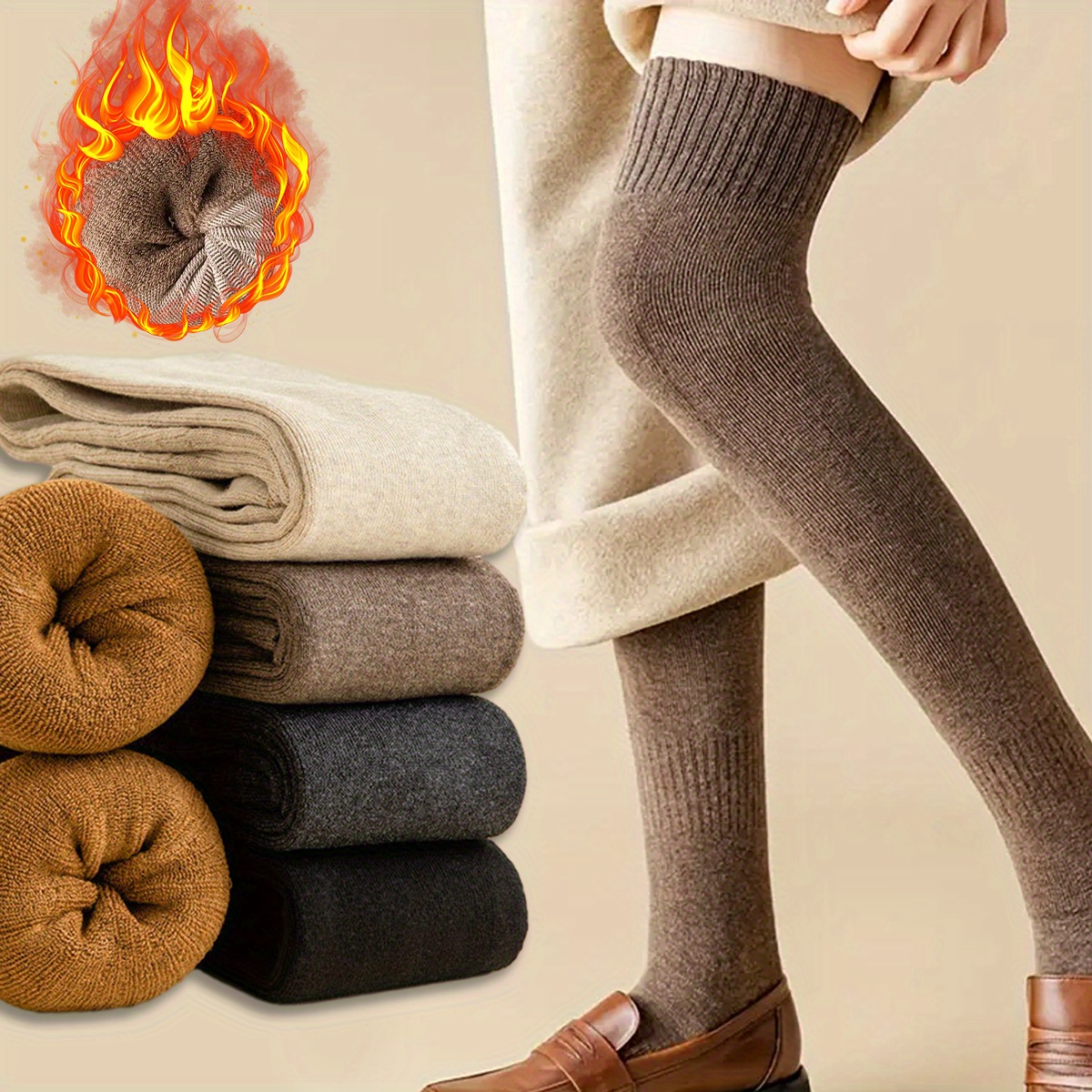 Soft Winter Thicken Warm Socks Women Long Stocking Thigh High Socks Fashion  Over Knee Socks Thermal Socks-40
