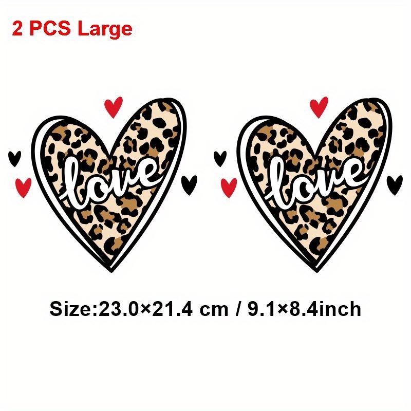 30pcs Valentine's Day Iron on Stickers Heat Transfer Leopard Car Heart  Gnome Patches DIY Clothes Washable Heart Decals Romantic Design Iron on