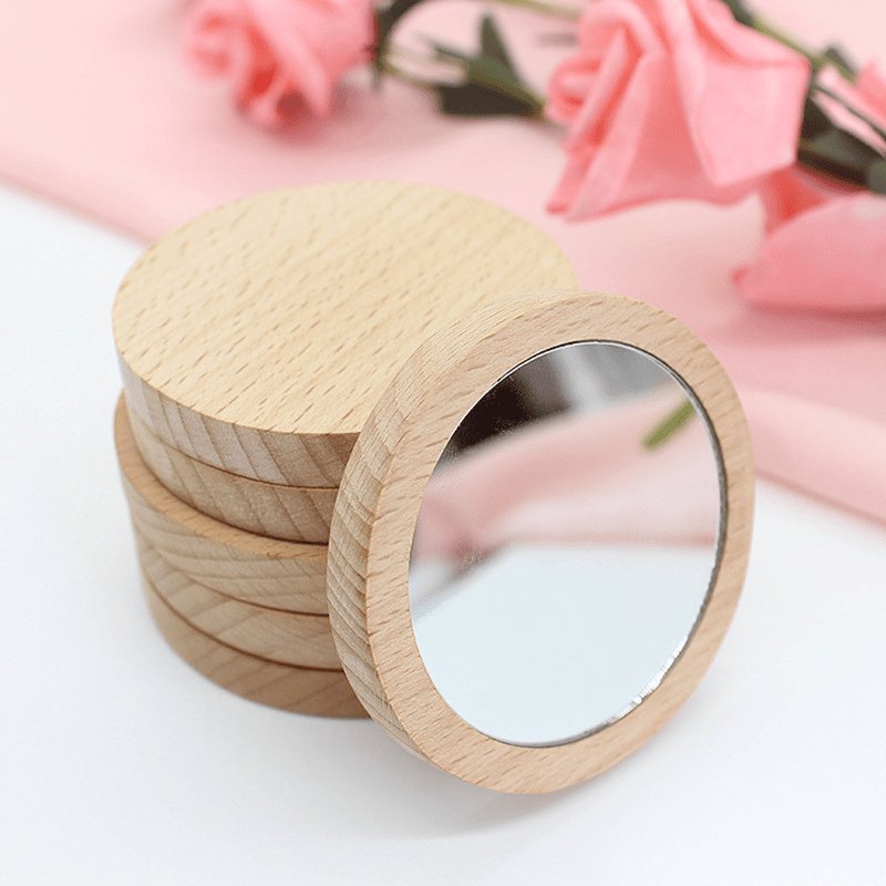 Espejo de bolso de madera personalizado para bodas