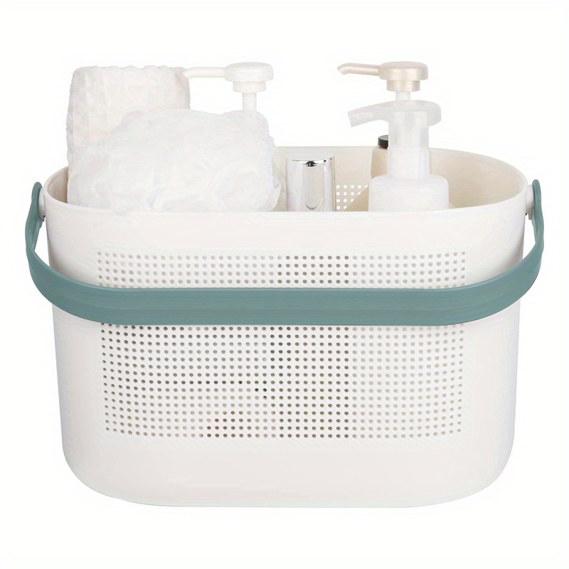 Pretty Comy Plastic Portable Storage Organizer Basket - Bathroom Basket Bin  with Handle for Bathroom, Shower, Dorm Room - Holds Hand Soap, Body Wash