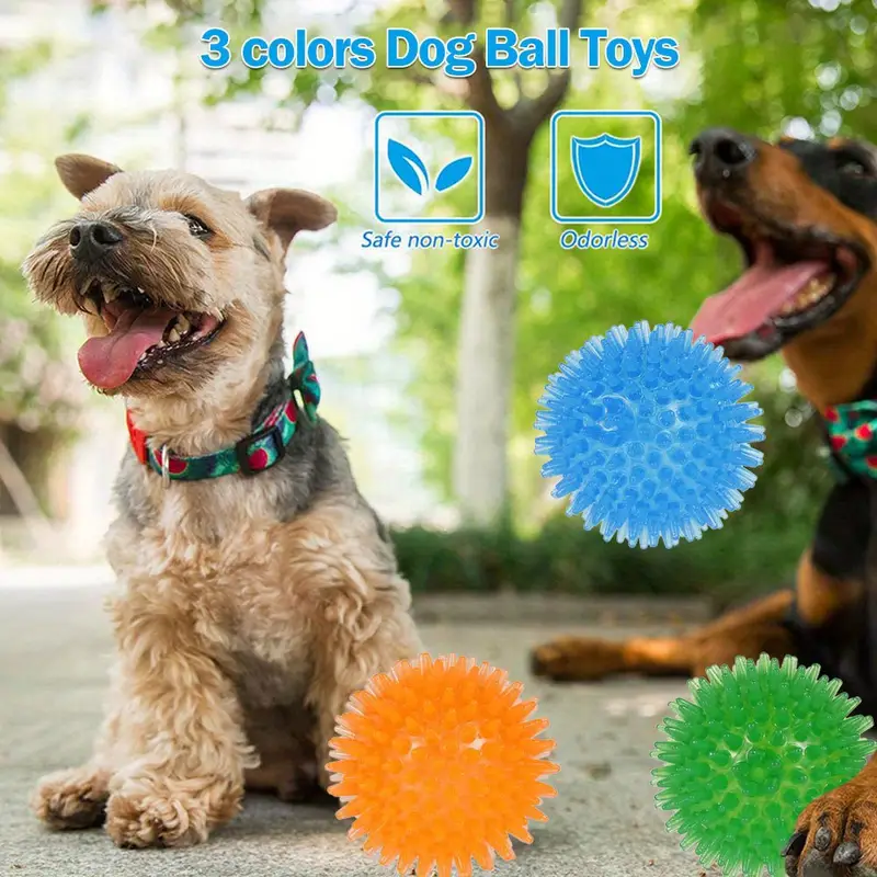 Dogs Chew Spiky Ball Soft Tpr Squeaky Dog Ball Toys - Temu